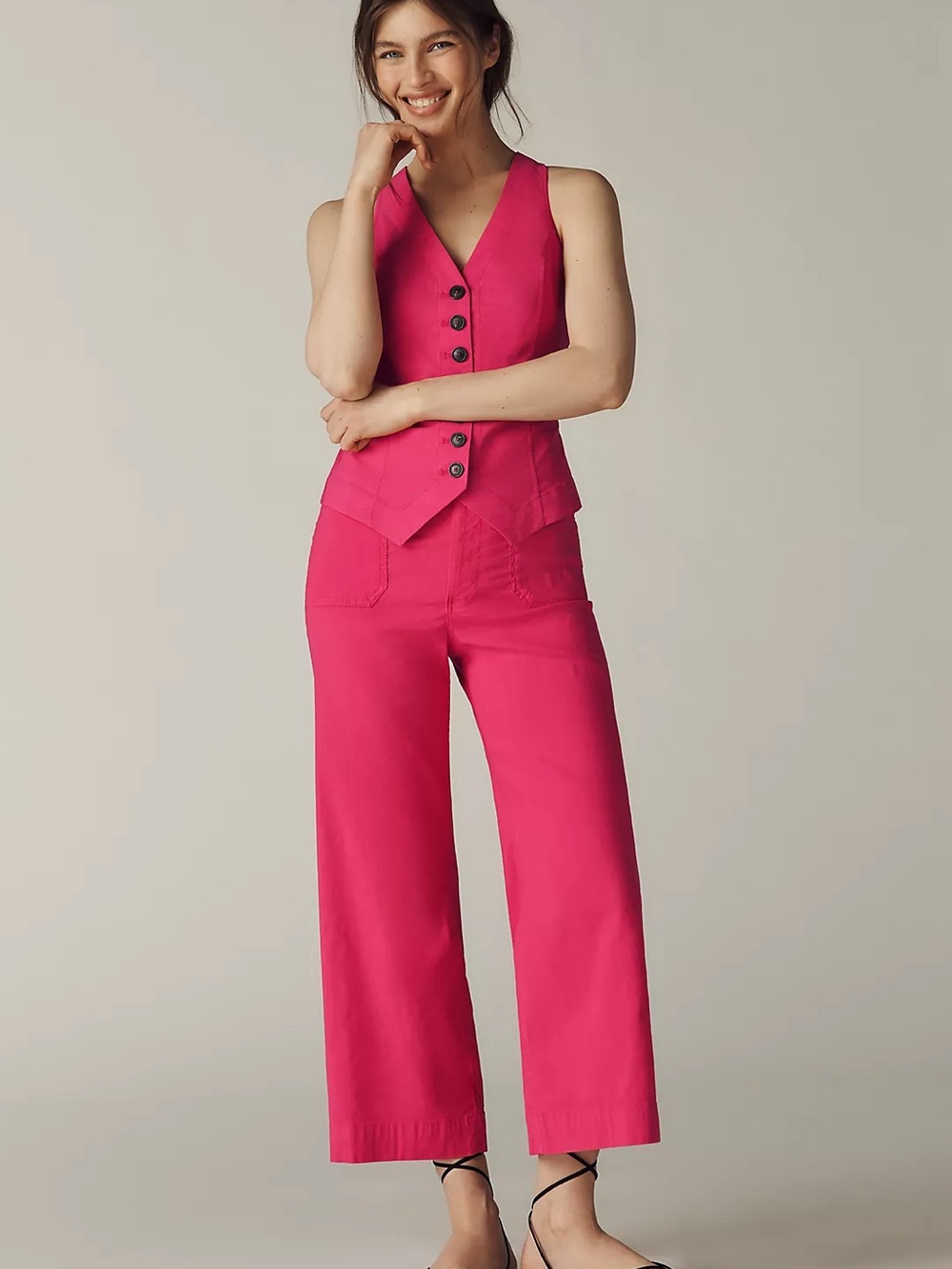 Anthropologie Maeve The Colette Crop Wide Leg Boho Chic Linen Pants Size 26
